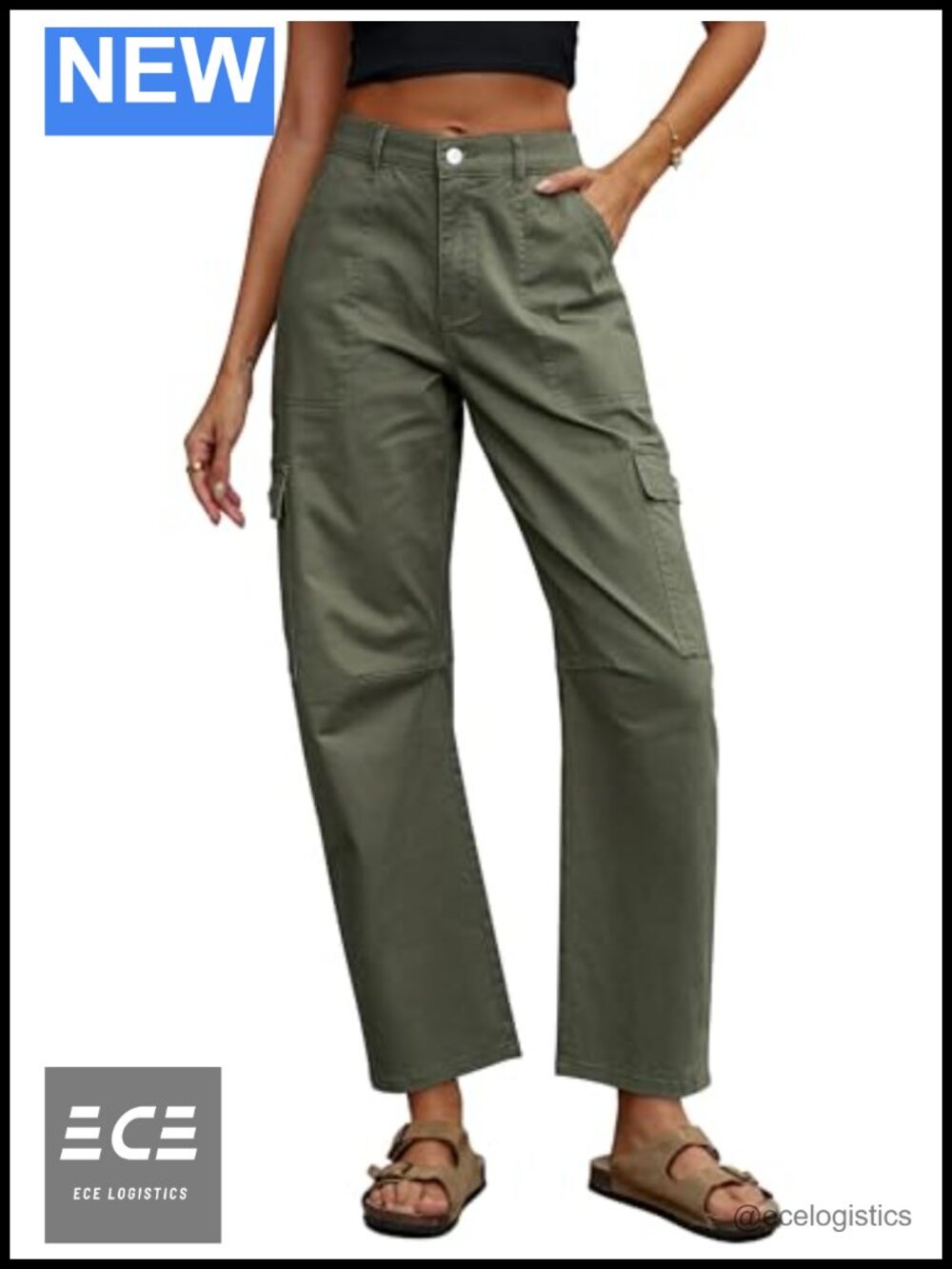 Women's Cargo Barrel Jeans Wide Leg High Waist Ankle Utility Pants